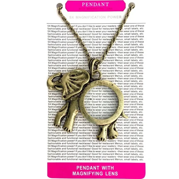 Elephant Magnifying Glass Pendant Necklace - Picture 4 of 5